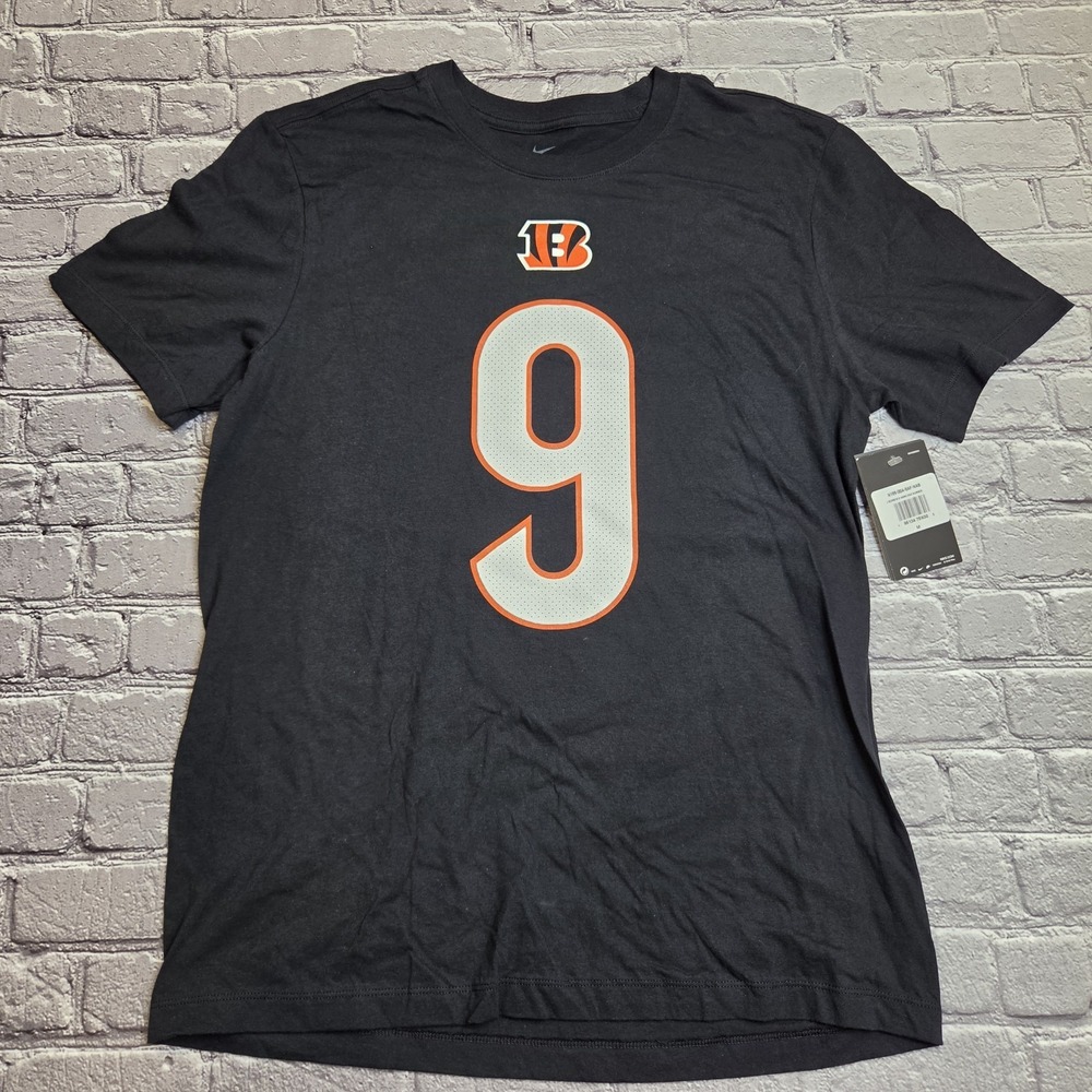 Nike Cincinnati Bengals #9 Burrow Shirt Tee Men's Size: Medium NWT Black